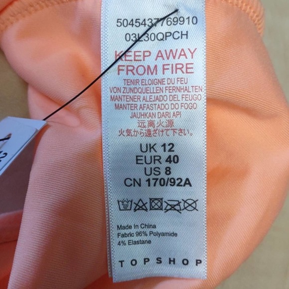 TOPSHOP Velour Bandeau Bikini Top 8 Peach - Picture 8 of 10